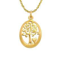 Elegant Tree of Life Heart Swirls Gold Over Sterling Silver Pendant Necklace - £18.00 GBP