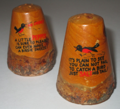 Tree Bark Salt &amp; Pepper Shaker Set RARE - £10.97 GBP