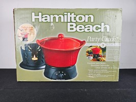 NEW Hamilton Beach Party Crock 1.5qt 33416 Red 3pc Cook Set- Stoneware W... - £34.99 GBP