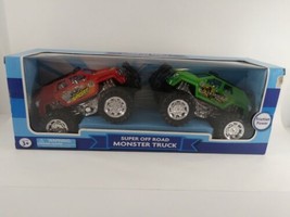 Super Off Road Monster Trucks Friction Power Toys Lot Of 2 RED AND GREEN - £15.05 GBP