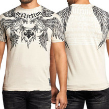 Affliction Birds Of Prey A11895 Eagle Skeletons Wings Mens T-Shirt Tan Sand S-3X - £48.49 GBP