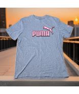 Puma Airbrush Logo T-Shirt Mens Size Medium Gray Pink Sportswear Casual - $20.79