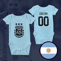 Argentina Custom Name 3 Stars FIFA World Cup Qatar 2022 Light Blue Baby Bodysui - £21.40 GBP