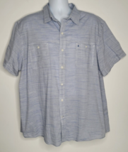 IZOD Saltwater Mens XXL 2XL Blue Pinstripe Button Short Sleeve Relaxed C... - £13.09 GBP