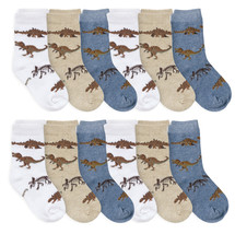 Jefferies Socks Boys Toddler Dinosaur Pattern Bulk Crew Ankle Socks 12 P... - £12.90 GBP