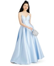 Speechless Juniors&#39; Satin Lace-Back Gown Sky Blue Size 13 $139 - £52.30 GBP