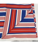 Vintage Striped Queen Flat Sheet Red White Blue Nautical American Tastem... - $32.00
