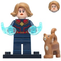 Captain Marvel &amp; Goose the Cat - Marvel Universe Custom Minifigures Toy - £2.38 GBP