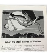 1943 Metropolitan Life Insurance Print Ad Advertising Art Stork At Warti... - £7.73 GBP