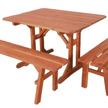 PICNIC TABLE - Amish Solid Red Cedar Outdoor Furniture - £494.43 GBP