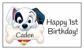 16 Large Personalized 101 Dalmations Birthday Stickers, 3.5&quot; x 2&quot;, Square, Tags - £9.76 GBP