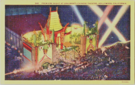 Postcard California Hollywood Grauman&#39;s Chinese Theater Linen 1930&#39;s 5.5 x 3.5 &quot; - £5.98 GBP