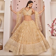 Designer Lehenga Choli - Exquisite Embroidery &amp; Intricate Detailing biege - £51.87 GBP