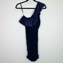 City Studio Ruched Blue Ruffle One Shoulder Dress Size Small S Womens - £5.46 GBP