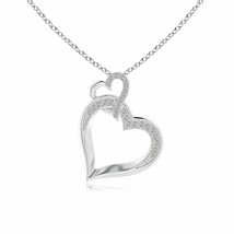 ANGARA Natural Diamond Tilted Heart Pendant Necklace in 14K Gold (KI3, 0.15 Ctw) - £396.18 GBP