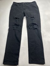 Men&#39;s 216 Skinny Fit Denizen Levi&#39;s Black Jeans Mens 34x32 Distressed Rip Torn - £29.40 GBP