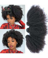 Mongolian Afro Kinky Curly Human Hair Bundles 4B 4C Hair Extensions Virg... - £55.26 GBP+