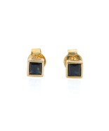 Minimalist Blue Sapphire Stud Earring 14k Yellow Gold Sapphire Stud Earr... - $425.00