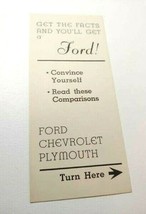 C 1941 Ford Advertising Brochure Ford Chevrolet Plymouth Comparison fact... - £8.50 GBP