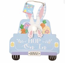 Easter Truck W/ Bunny Wooden Hanging Sign: 10x10.25 Inches- spring ShipN... - $13.37