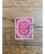 Germany Stamp Deutsche Bundespost 20pf Used Red Horn - $0.99