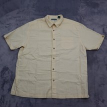 Cubavera Shirt Mens XL Yellow Cotton Blend Short Sleeve Button Front Casual - £19.45 GBP