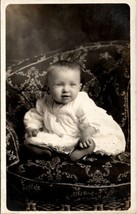 Rppc Baby Cute Smile Seated on Needlepoint Chair Postcard U5 - $7.95