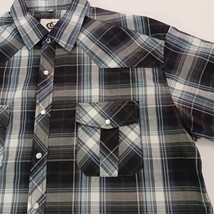 Coevals Club Men's XL Western Pearl Snap Button Long Sleeve Black Gray Plaid image 10