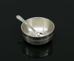 999solid sterling silver bowl &amp; spoon stay baby/kids healthy, silver ves... - £62.14 GBP
