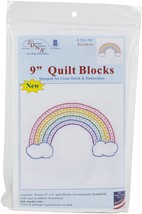 Jack Dempsey Stamped White Quilt Blocks 9&quot;X9&quot; 12/Pkg-Rainbow - $20.62