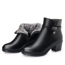 NEW Fashion Soft Leather Women Ankle Boots High Heels Zipper Shoes Warm Fur Wint - £59.54 GBP