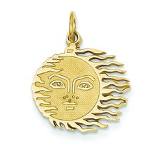 14K Gold Flaming Sun Charm Pendant Jewelry 22mm x 17mm - £95.45 GBP