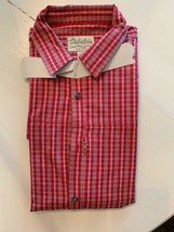 Cabelas mens short sleeve button down shirt, red white and grey, size L - $39.60