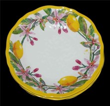 4 Large Tahari Colorful Lemon Floral Scalloped Borders 10&quot; Melamine Bowl... - $46.99