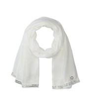 Calvin Klein Eggshell White Heat Seal Beaded Embellished Semi Sheer Wrap Scarf - £14.07 GBP