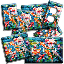 Colorful Good Luck Koi Fish Pond Water Lily Light Switch Outlet Wall Plate Decor - £13.66 GBP+