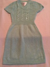 Mothers Day Size 7 Justice sweater dress sequin metallic green Girls - $13.59