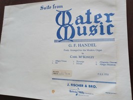 Suite from Water Music G.F. Handel Organ 1926 &amp; 1954 Sheet Music - £23.39 GBP