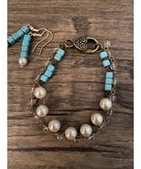 “Chase Your Blues Away” Turquoise And Pearl Bracelet/Earrings On sale! - $34.00