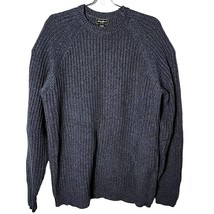 Eddie Bauer Men Tall L Blue Knitted Pullover Long Sleeve Heavy Thick Swe... - $49.65