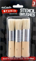 3 rOund STENCIL BRUSHES #6 8 10 Hog Bristle Brush Stenciling MAA0021 MON... - $23.11