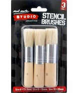 3 rOund STENCIL BRUSHES #6 8 10 Hog Bristle Brush Stenciling MAA0021 MON... - $23.11