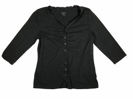 Laura Scott Signature Fit Button Up Blouse Women&#39;s Size L Large - Dark Gray - £7.02 GBP