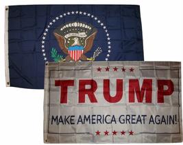 3x5 3&#39;x5&#39; Wholesale Combo President Seal &amp; Donald Trump White 2 Flags Flag (Ruf) - £13.19 GBP