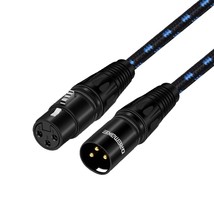 Dremake 3 Foot Xlr Mic Cable, Balanced Xlr 3Pin Male To Female, Black/Blue Tweed - £22.55 GBP