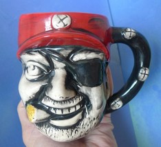 Pottery Pirate Cigar Eye Patch Cross Figural Coffee Tea Beer Mug Cup Sou... - £9.70 GBP