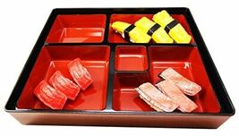 Ebros Japanese 5 Compartments Bento Box Lacquered Plastic Serving Platte... - $32.99