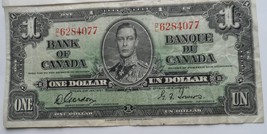 Canadian Currency Unique $1.00 Bills 1937 With King + 1954 With Queen Elizabeth - £15.00 GBP