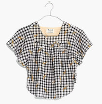 Madewell x crewcuts Embroidered Gingham Crinkle Gauze Top Girl Size 6 NEW w/ Tag - £26.34 GBP