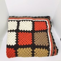Vintage Crochet Granny Square Multicolored Bed Blanket Handmade 90 x 90 Roseanne - £51.39 GBP